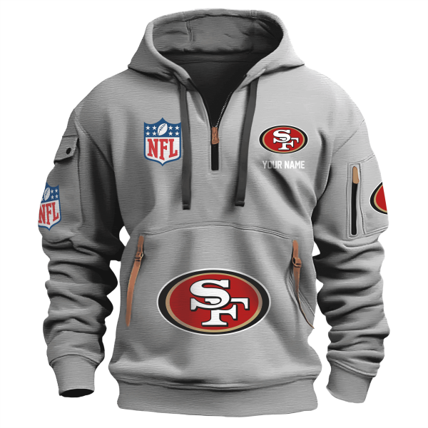 San Francisco 49ers Premium NFL Quarter Zip Hoodie - Image 2