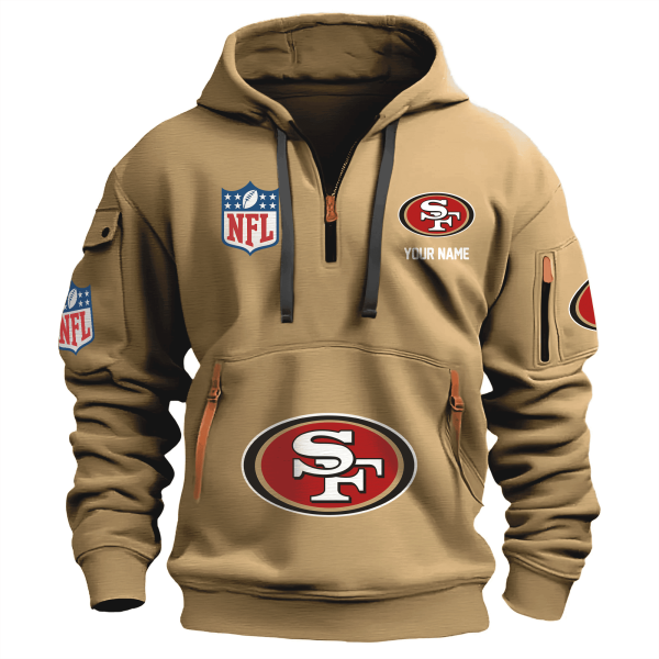 San Francisco 49ers Premium NFL Quarter Zip Hoodie - Image 3