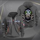 Seattle Seahawks Football Player Skull Quarter Zip Hoodie