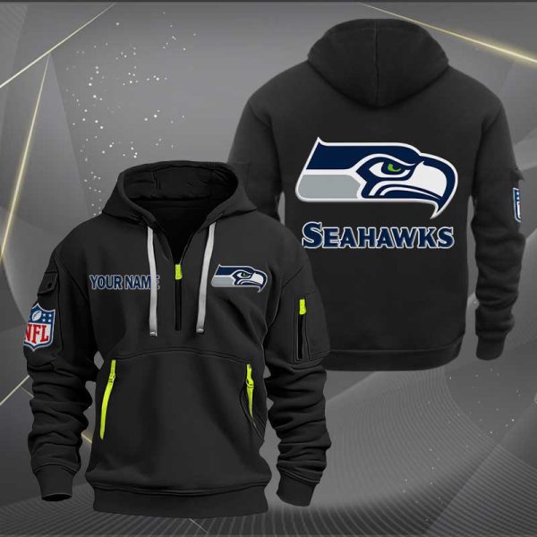 Seattle Seahawks Logo NFL Quarter Zip Hoodie Ver 263