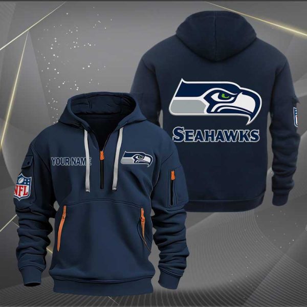 Seattle Seahawks Logo NFL Quarter Zip Hoodie Ver 263 - Image 2