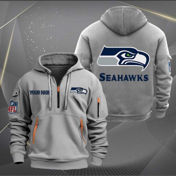 Seattle Seahawks Logo NFL Quarter Zip Hoodie Ver 263 - Image 3