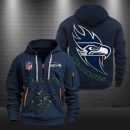 Seattle Seahawks Monster Scratch Logo NFL Quarter Zip Hoodie
