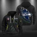 Seattle Seahawks Monster Scratch Logo NFL Quarter Zip Hoodie