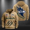 Seattle Seahawks Monster Scratch Logo NFL Quarter Zip Hoodie