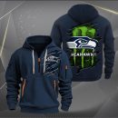 Seattle Seahawks Scratch Logo NFL Quarter Zip Hoodie Ver 239