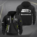 Seattle Seahawks White Logo NFL Quarter Zip Hoodie
