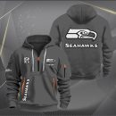 Seattle Seahawks White Logo NFL Quarter Zip Hoodie