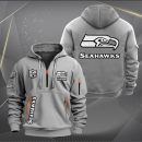 Seattle Seahawks White Logo NFL Quarter Zip Hoodie