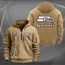 Seattle Seahawks White Logo NFL Quarter Zip Hoodie