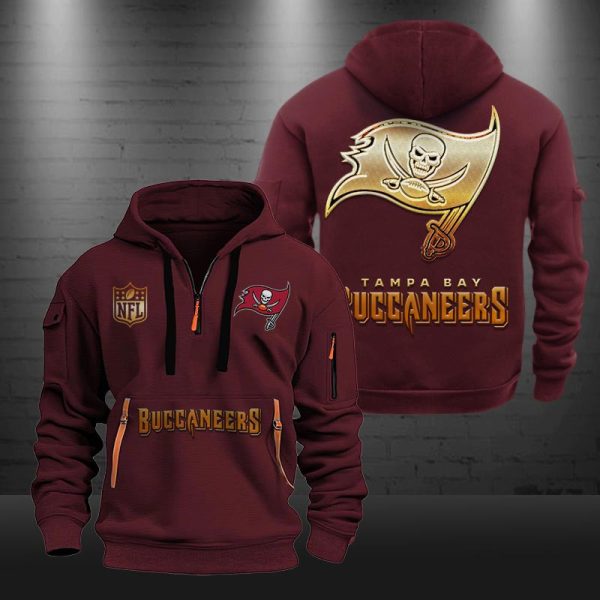 Tampa Bay Buccaneers Golden Logo NFL Quarter Zip Hoodie