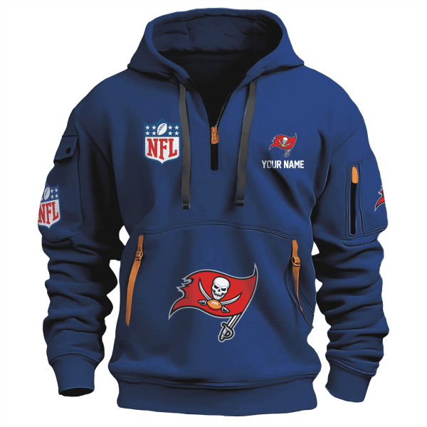Tampa Bay Buccaneers Premium NFL Quarter Zip Hoodie - Image 2