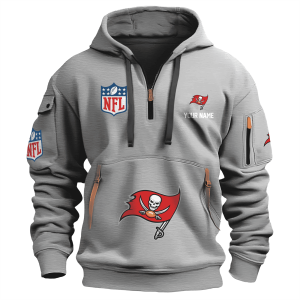 Tampa Bay Buccaneers Premium NFL Quarter Zip Hoodie - Image 4