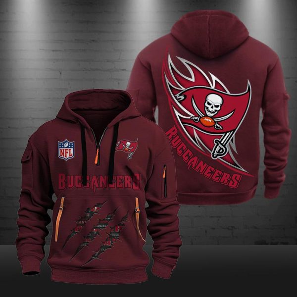 Tampa Bay Buccaneers Monster Scratch Logo NFL Quarter Zip Hoodie