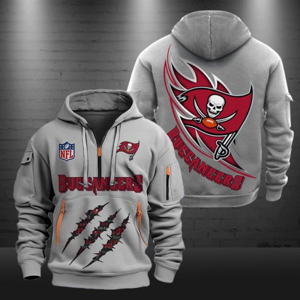 Tampa Bay Buccaneers Monster Scratch Logo NFL Quarter Zip Hoodie - Image 5