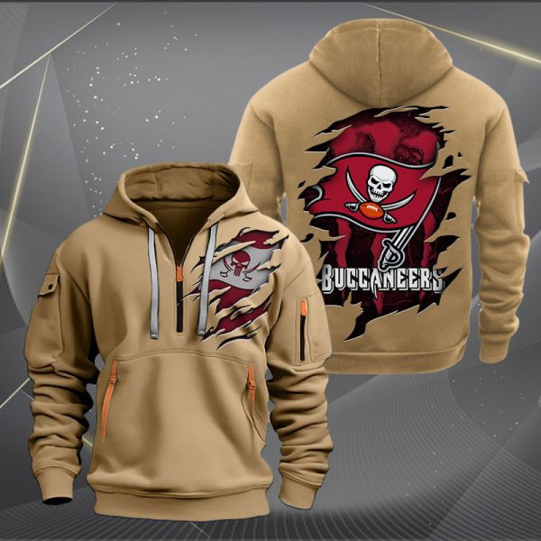 Tampa Bay Buccaneers Scratch Logo NFL Quarter Zip Hoodie Ver 237 - Image 4