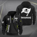 Tampa Bay Buccaneers White Logo NFL Quarter Zip Hoodie