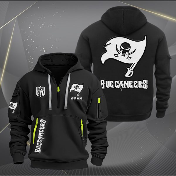 Tampa Bay Buccaneers White Logo NFL Quarter Zip Hoodie