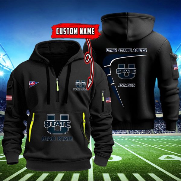 Utah State Aggies Quarter Zip Hoodie Ver 16