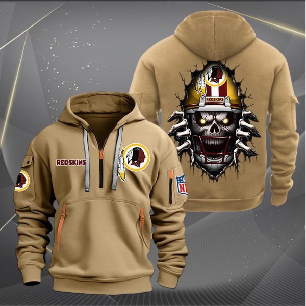 Washington Commanders Football Player Skull Quarter Zip Hoodie
