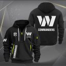 Washington Commanders White Logo NFL Quarter Zip Hoodie
