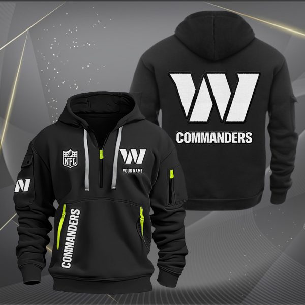 Washington Commanders White Logo NFL Quarter Zip Hoodie