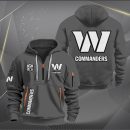 Washington Commanders White Logo NFL Quarter Zip Hoodie