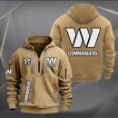 Washington Commanders White Logo NFL Quarter Zip Hoodie