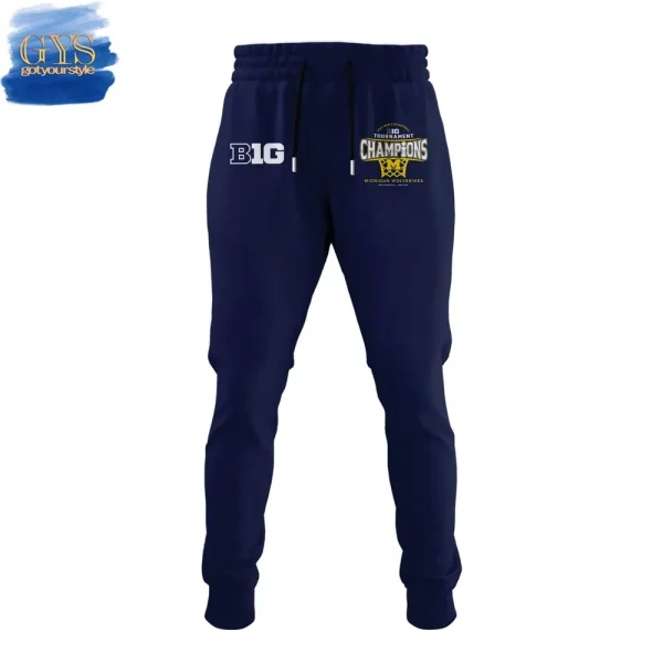 Michigan Wolverines 2025 Big Ten Conference Tournament Champions Quarter Zip Hoodie - Image 2