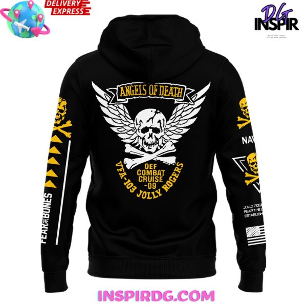 Navy Midshipmen Angel of Death Jolly Rogers Black Hoodie Hoodie T-shirt Sweatshirt All Merchandise - Image 3