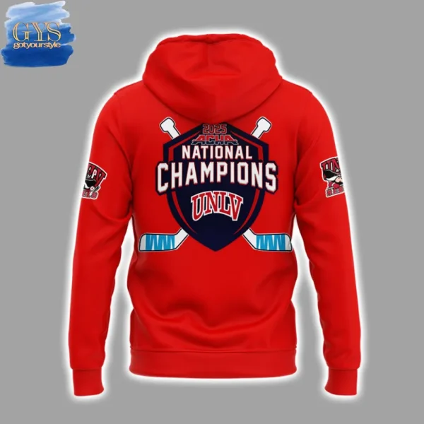 UNLV Hockey 2025 Acha National Champions Hoodie - Image 3