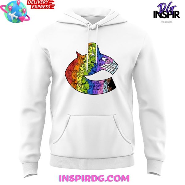 Vancouver Canucks Pride Night 2025 White Hoodie - Image 2