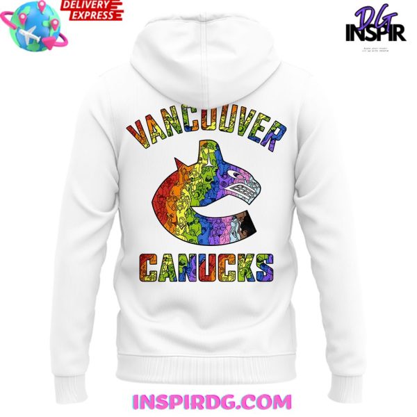 Vancouver Canucks Pride Night 2025 White Hoodie - Image 3