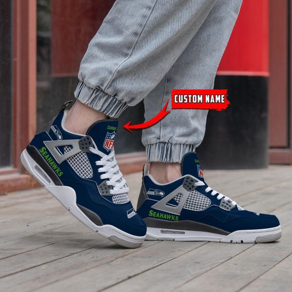 Seattle Seahawks AJ4 Sneakers Shoes For Men And Women_8756 - Image 2