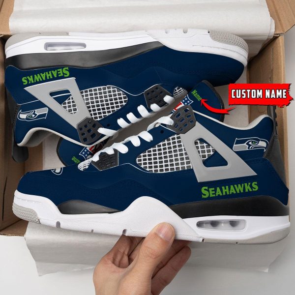 Seattle Seahawks AJ4 Sneakers Shoes For Men And Women_8756 - Image 3