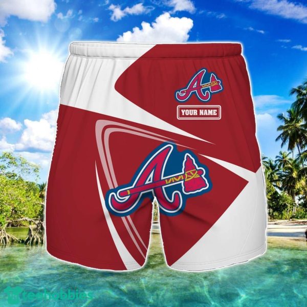 Atlanta Braves Logo Printed 3D Beach Shorts For Men Custom Name Summer Gift Ideas