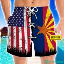 Arizona x American Flag Vintage Style 3D Beach Shorts For Men Gift Summer Gift