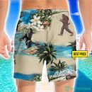 Bigfoot On The Beach Funny Style 3D Beach Shorts For Men Gift Summer Gift