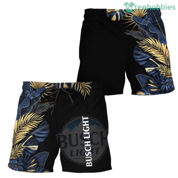 Busch Light Tropical Kentia Palm Swim Trunks Hawaiian Short