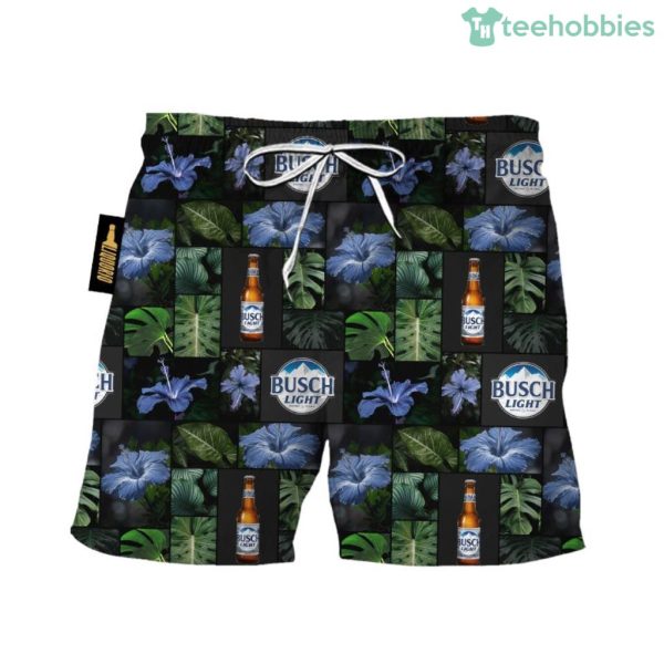 Busch Light Tropical Hibiscus Flower Swim Trunks Hawaiian Short