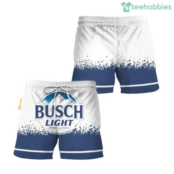 Busch Light White Blue Basic Swim Trunks Hawaiian Short