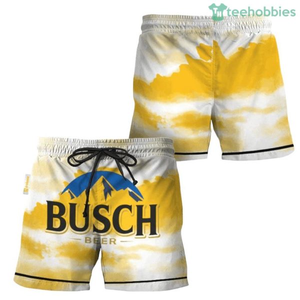 Busch Light Yellow And White Swim Trunks Hawaiian Short