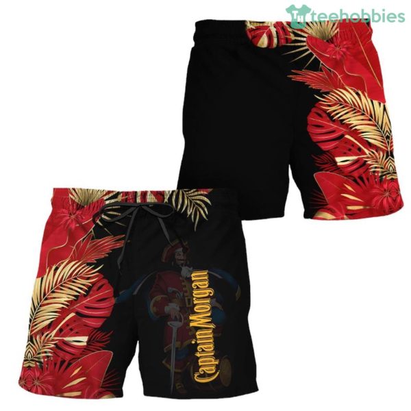 Captain Morgan Tropical Kentia Palm Swim Trunks Hawaiian Short