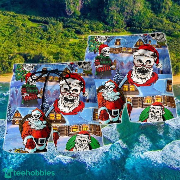 Christmas Skull Santa In The Town Love Xmas Hawaii Shorts For Men - Image 2