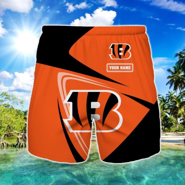 Cincinnati Bengals Logo Printed 3D Beach Shorts For Men Custom Name Summer Gift Ideas