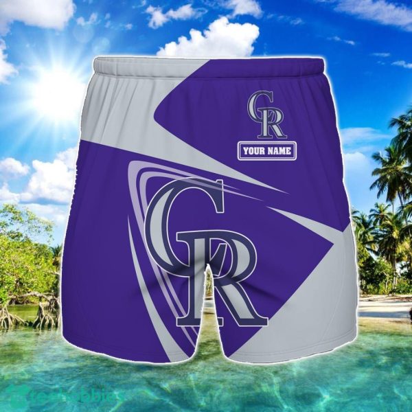 Colorado Rockies Logo Printed 3D Beach Shorts For Men Custom Name Summer Gift Ideas