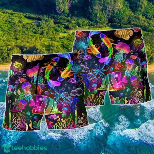 Fish Rainbow Lovely Neon Style Hawaii Shorts For Men - Image 2