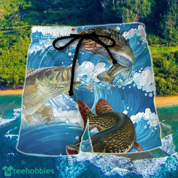 Fishing Blue Wave Style Hawaii Shorts For Men