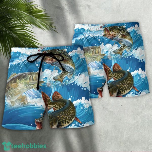 Fishing Blue Wave Style Hawaii Shorts For Men - Image 2