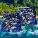 Fishing Fishbone Style Blue Color Hawaii Shorts For Men